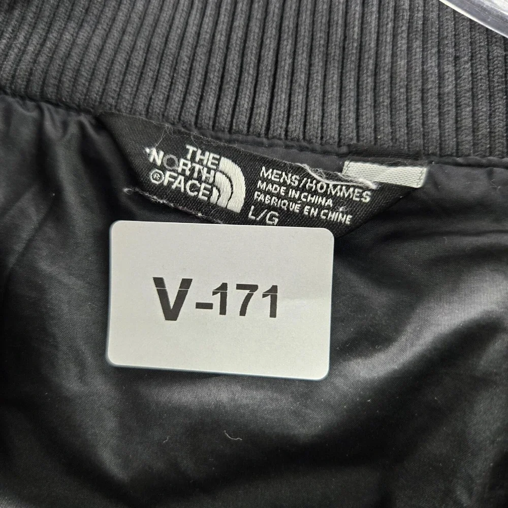 The North‎ Face Men Jacket Large Black Goose Down Puffer Bomber Quilted Full Zip